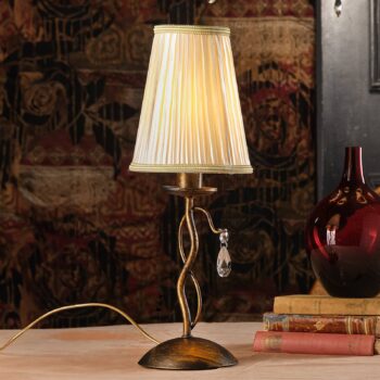 Stolná lampa Delia, bronzová farba, železo, výška 42 cm, Ø 15 cm