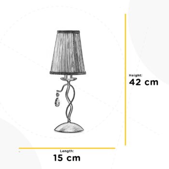 Stolná lampa Delia, bronzová farba, železo, výška 42 cm, Ø 15 cm