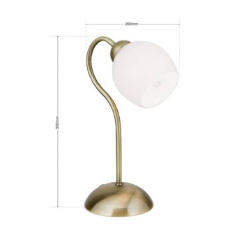 Stolná lampa Doma, farba starožitnej mosadze, výška 30 cm, sklo