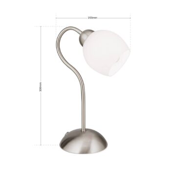Stolná lampa Doma, saténový nikel, výška 30 cm, sklo