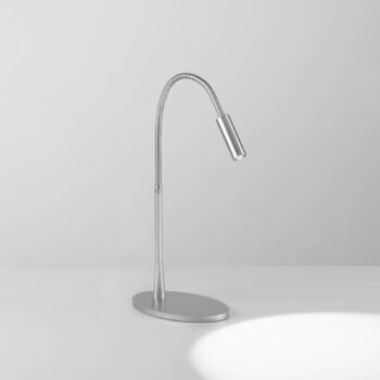 Stolná lampa Egger DLS Zooom LED, ohybné rameno, platinová farba