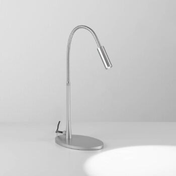 Stolná lampa Egger DLS Zooom LED, ohybné rameno, platinová farba