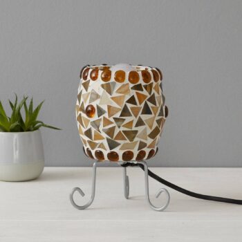 Stolná lampa Enya sklenená mozaika krémovo-hnedá