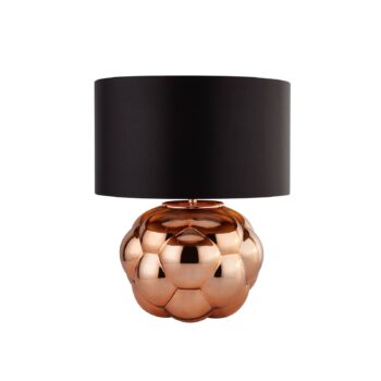 Stolná lampa Fizz, čierna/medená, sklo, výška 30 cm, E27