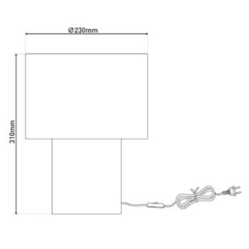 Stolná lampa Fluffy, biela, výška 31 cm textilná E27 valcová