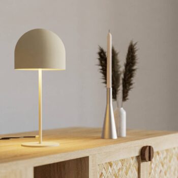 Stolná lampa Forlight Fres, béžová, oceľ, výška 46 cm