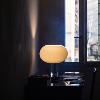Stolná lampa Foscarini Buds 2, biela, sklo, plast, E27
