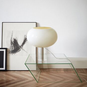 Stolná lampa Foscarini Buds 2, biela, sklo, plast, E27