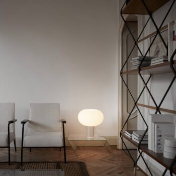 Stolná lampa Foscarini Buds 2, biela, sklo, plast, E27