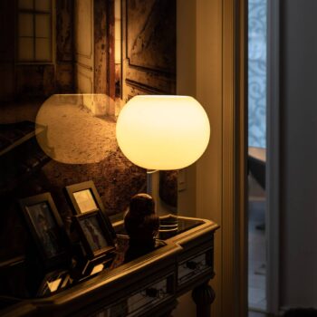 Stolná lampa Foscarini Buds 3, biela, sklo, plast, E27