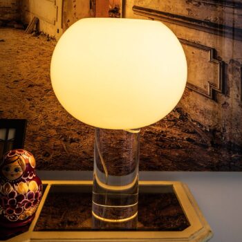 Stolná lampa Foscarini Buds 3, biela, sklo, plast, E27