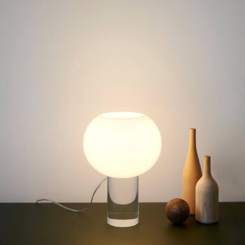 Stolná lampa Foscarini Buds 3, biela, sklo, plast, E27