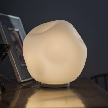 Stolná lampa Foscarini Hoba Midi, Ø 19 cm, zapínanie/vypínanie, sklo