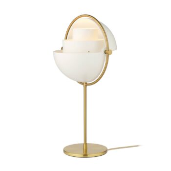 Stolná lampa GUBI Multi-Lite, výška 50 cm, mosadz/biela