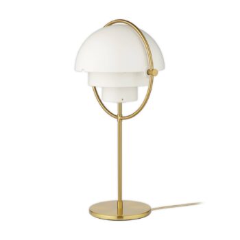 Stolná lampa GUBI Multi-Lite, výška 50 cm, mosadz/biela