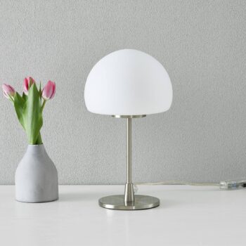 Stolná lampa Gaia Big s dotykovou funkciou, biela