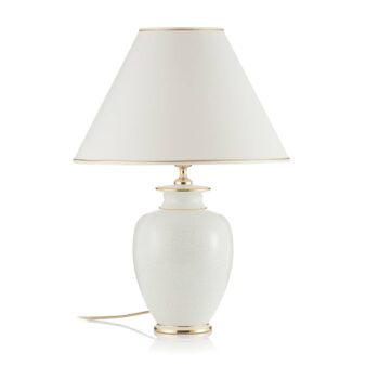 Stolná lampa Giardino Craclee v bielej, Ø 40 cm