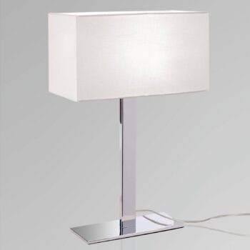 Stolná lampa Grigor s bielym ľanovým tienidlom