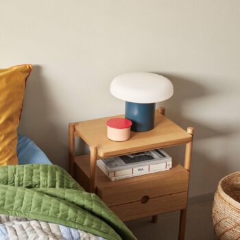 Stolná lampa HÜBSCH Ateliers, tmavomodrá, biela, sklo, železo
