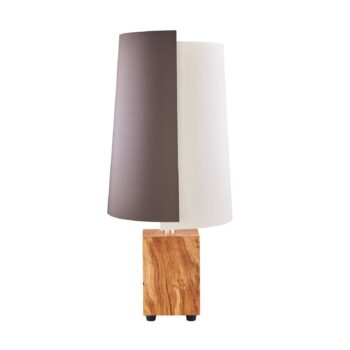 Stolná lampa HerzBlut Jojo, drevo, hnedá/krémová, 51,5 cm, E27