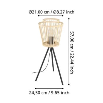 Stolná lampa Hykeham, výška 57 cm, prírodná/čierna farba, bambus