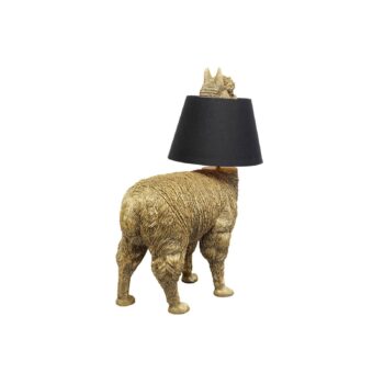 Stolná lampa KARE Alpaca, zlatá, hnedé textilné tienidlo