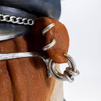 Stolná lampa KARE Punk Dog, modrošedá farba, textilné tienidlo
