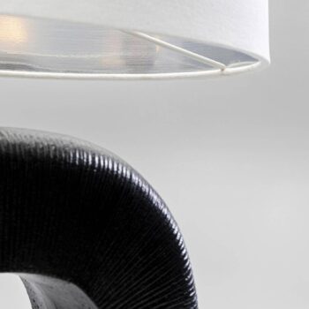 Stolná lampa KARE Tube, čierna/biela, ľanový textil, výška 79 cm