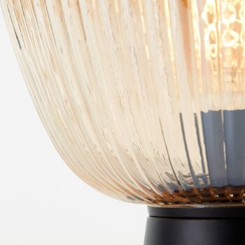 Stolná lampa Kaizen, Ø 25 cm, jantárová farba, sklo