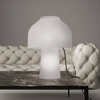 Stolná lampa Karman Lilly, biela matná, výška 48 cm, sklo