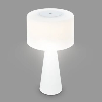 Stolná lampa LED Halo, napájaná batériami, biela