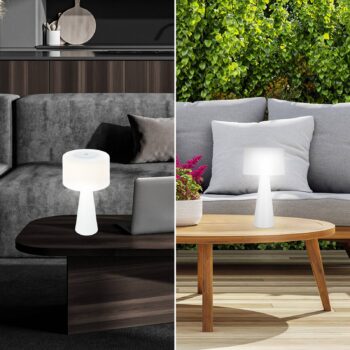 Stolná lampa LED Halo, napájaná batériami, biela