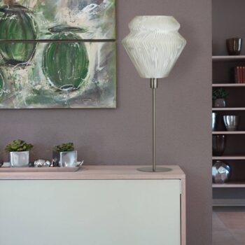 Stolná lampa Lamell z biomateriálu, Ø 25 cm