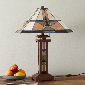 Stolná lampa Leondra v štýle Tiffany