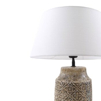 Stolná lampa Lindby Aelith, Ø 40 cm, hnedá, keramika, E27