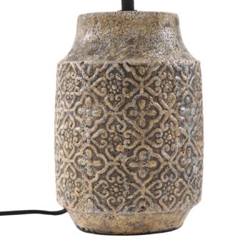 Stolná lampa Lindby Aelith, Ø 40 cm, hnedá, keramika, E27