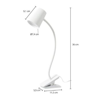 Stolná lampa Lindby Ailina LED, objímková základňa, biela