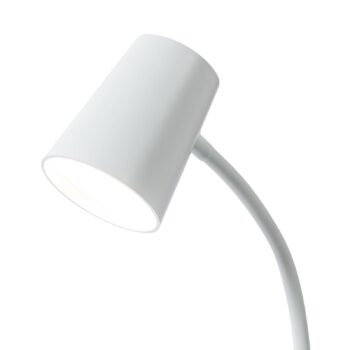 Stolná lampa Lindby Ailina LED, objímková základňa, biela