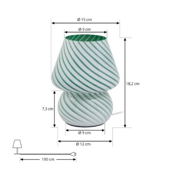 Stolná lampa Lindby Andriana, zelená/biela, sklo, Ø 15 cm