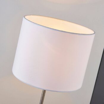Stolná lampa Lindby Annatina, biela, nikel, výška 48 cm, textil