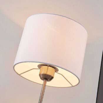 Stolná lampa Lindby Annatina, biela, nikel, výška 48 cm, textil