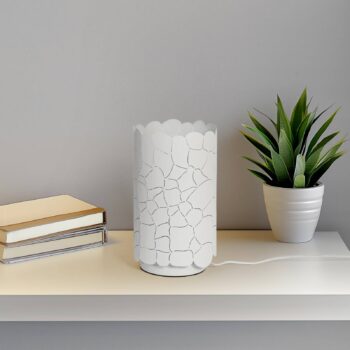 Stolná lampa Lindby Aralena, biela, kov, výška 26,5 cm
