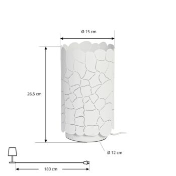 Stolná lampa Lindby Aralena, biela, kov, výška 26,5 cm
