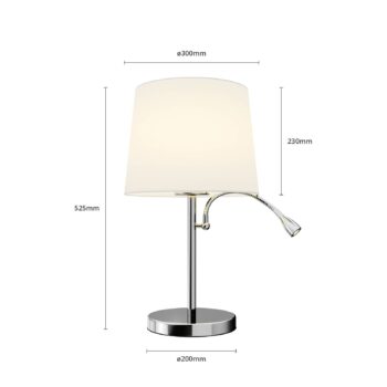 Stolná lampa Lindby Benjiro, biela, textilná, lampa na čítanie, 52 cm