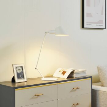 Stolná lampa Lindby Corali, biela, kov, výška 64 cm