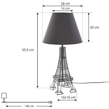 Stolná lampa Lindby Croia, čierna, kov, Ø 28 cm, E27