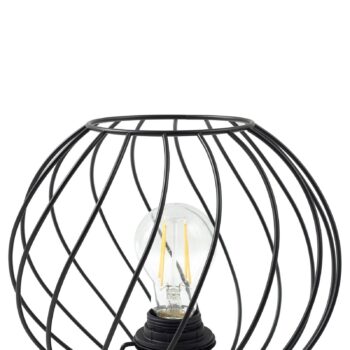 Stolná lampa Lindby Danika, čierna, kov, Ø 25 cm