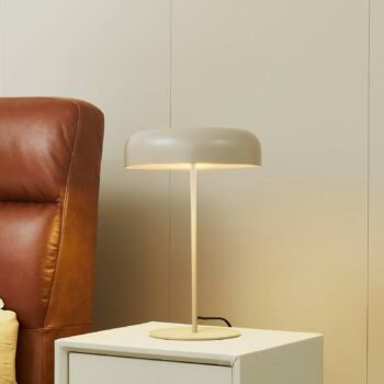 Stolná lampa Lindby Edion, béžová, kov, 45 cm