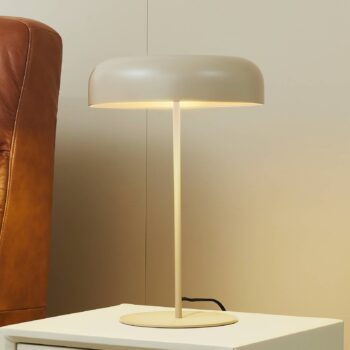 Stolná lampa Lindby Edion, béžová, kov, 45 cm