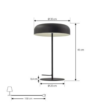 Stolná lampa Lindby Edion, pieskovo čierna, kov